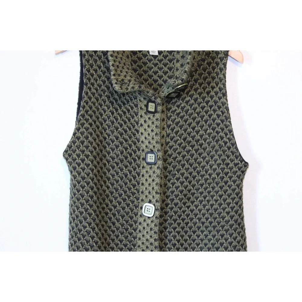 Habitat Knit Woven Button Front Sweater Vest Green Women's Size Medium H14513 - Picture 5 of 11